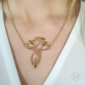 Art Nouveau chain -extravagantes Jugendstil Collier - 925 Silber Rosegold vergoldet Kette mit Peridot - Glamouröse Kette vergoldet