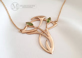 Art Nouveau chain -extravagantes Jugendstil Collier - 925 Silber Rosegold vergoldet Kette mit Peridot - Glamouröse Kette vergoldet