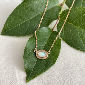 Jugendstilkette, Opal Halskette oval, 925 Silber Roségold oder Gelbgold vergoldet, Collier mit Opal Edelstein, Opal Anhänger cabochon