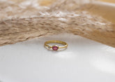 Zarter Gold Ring mit Diamant, 585 Gelbgoldring, Diamantring, Echt Gold Ring, Verlobungsring, Stapelring, Rosa Turmalin, Goldschmiede
