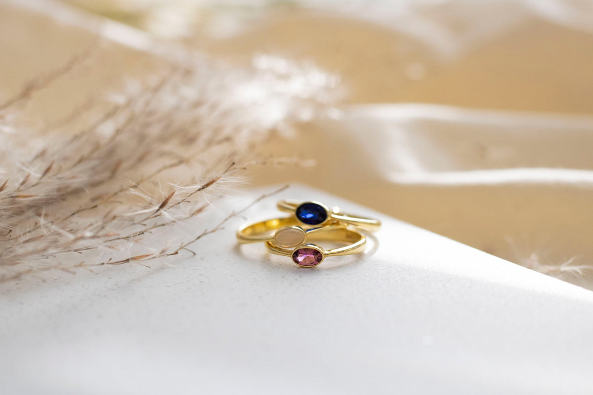 Filigraner echt Gold Ring, Opal Goldring, 585 Gelbgoldring, Verlobungsring, Stapelring, Saphir, Turmalin, handgefertigt