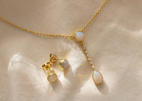 Goldkette 585 mit Opal Edelsteinen, Diamanten, echt gold Kette, 585 Braut Halskette, elegante Diamant Kette, handgefertigt