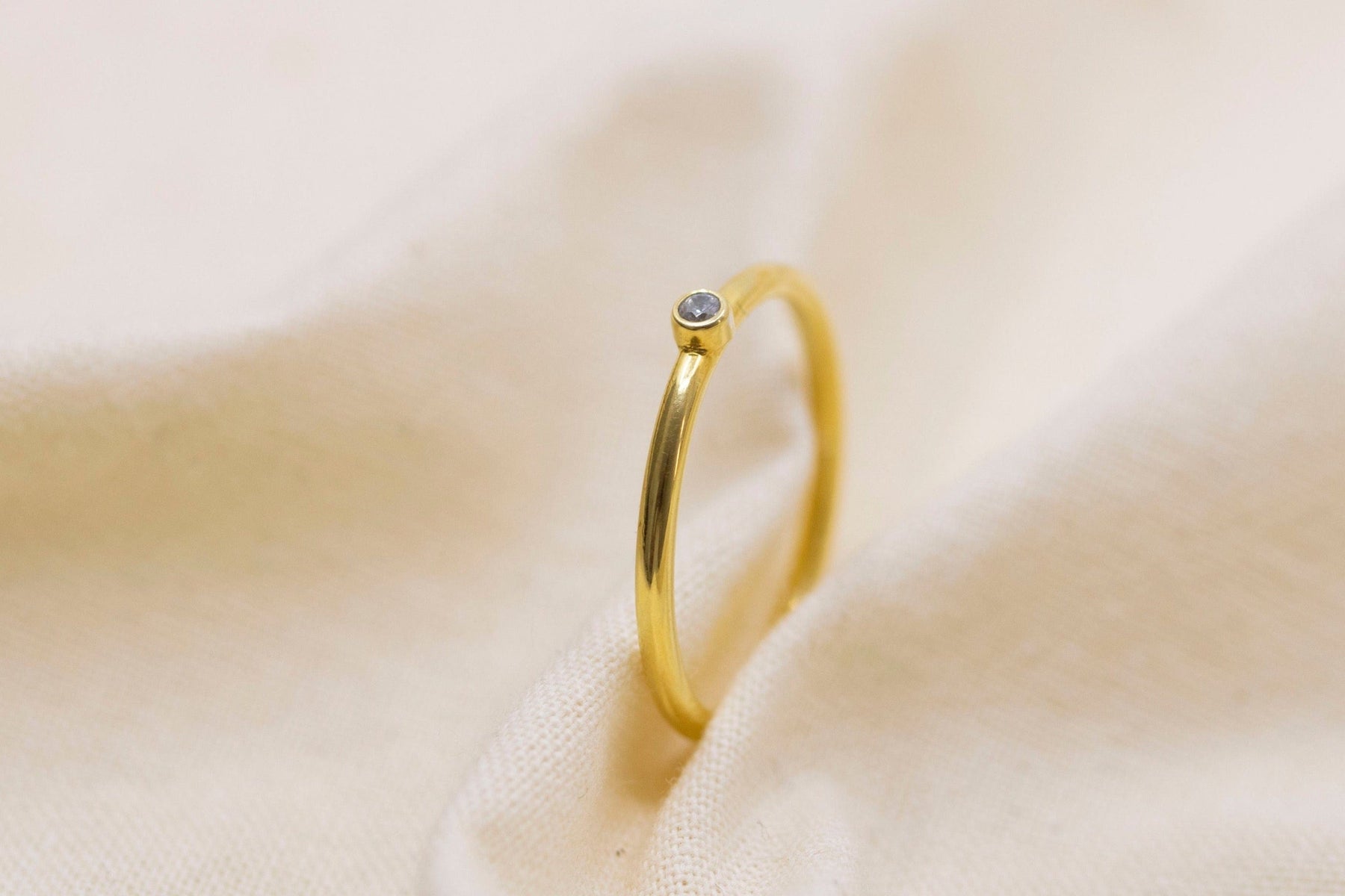 Filigraner Dimant Goldring, schmaler echt Gold Ring, 585 Gelbgoldring, Diamant Goldring Braut, Verlobungsring, Stapelring, minimalistisch